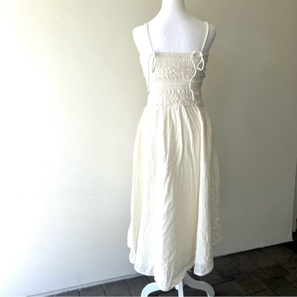 Free People Cream Smocked Asymmetrical Sundress - Picture 9 of 12